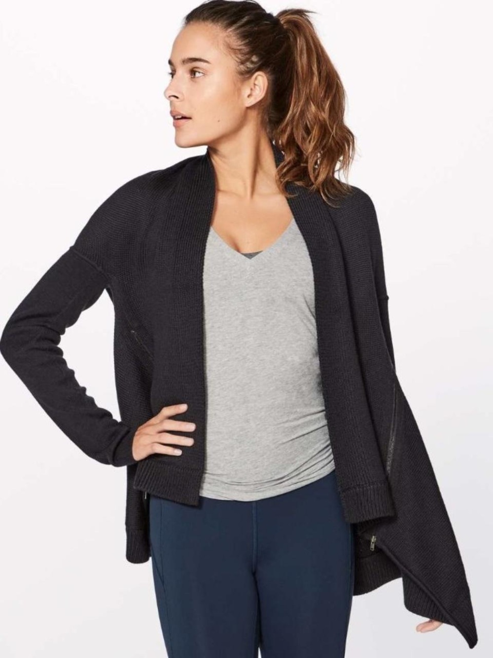 🖤 lululemon Wrap It Up Merino Wool Draped Cardigan Sweater Black Size 2
